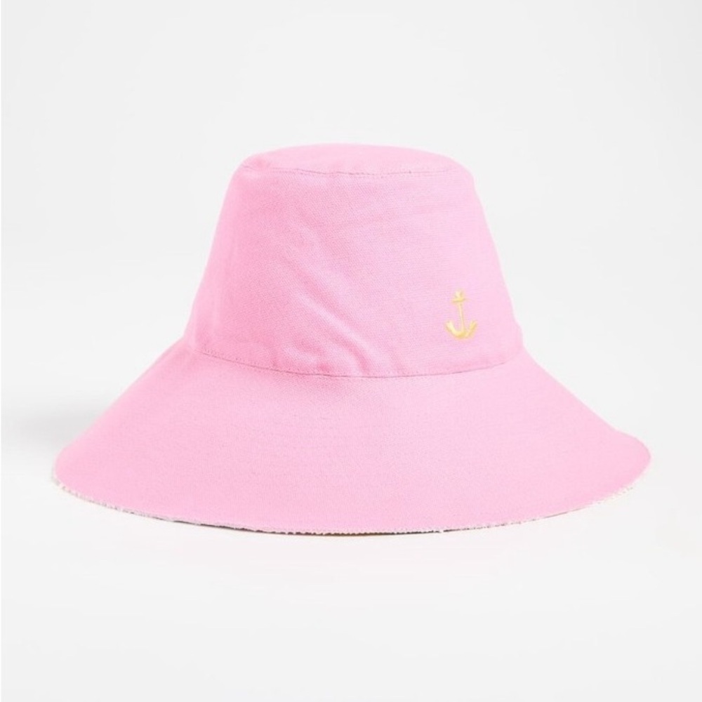 Kerri ROSENTHAL Sunny daze reversible Pink Bucket Hat with Anchor Embroidery